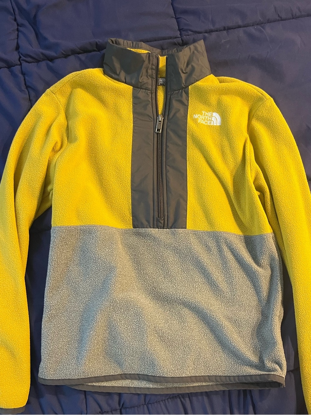 The North Face Kids Yellow & Gray Half-Zip Fleece Pullover